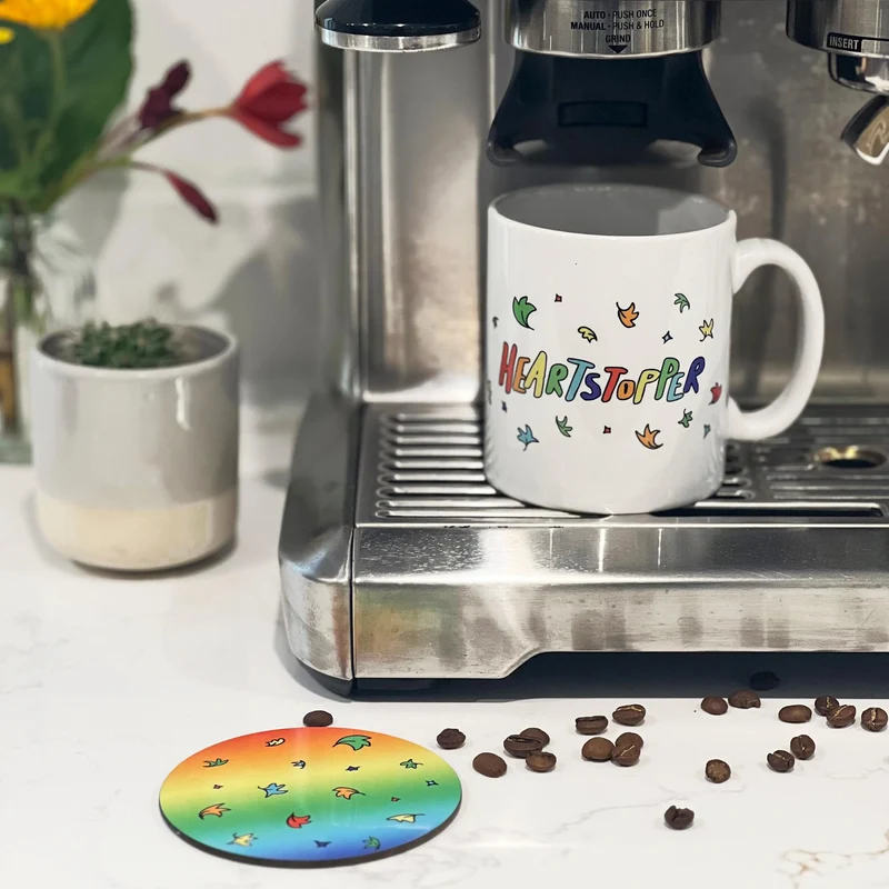 Heartstopper Gift Set | School Friend Gifts | Gifts For Teenagers | Full On Gay Crisis Mug Coaster and Bookmark