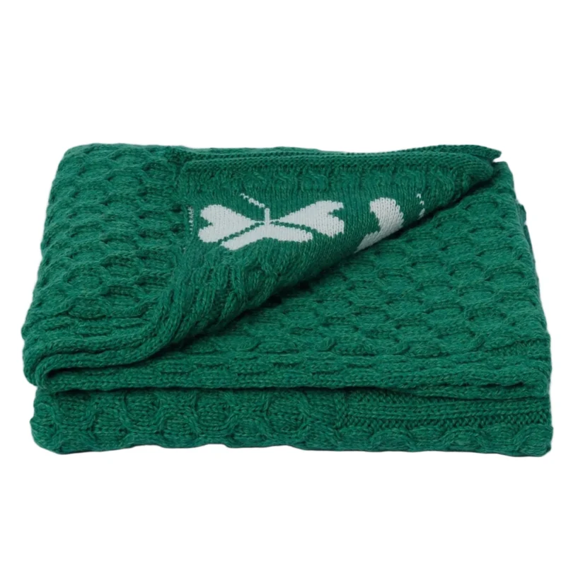 Shamrock Heritage Merino Aran Throw - Green