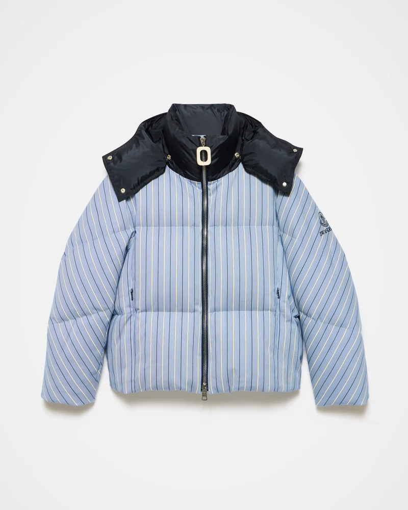 WOMENS JW ANDERSON X MONCLER STRIPED PUFFER JACKET IN BLUE & WHITE