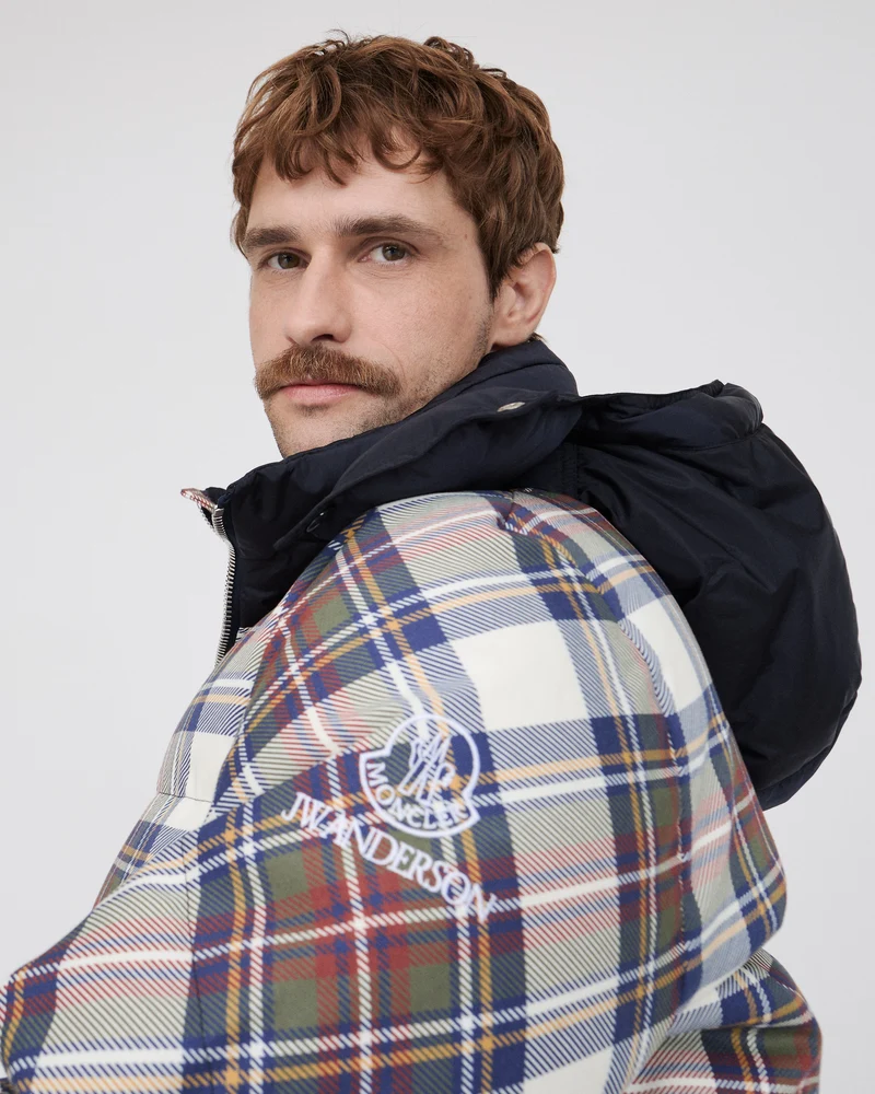 MENS JW ANDERSON X MONCLER PLAID PUFFER JACKET IN MULTI