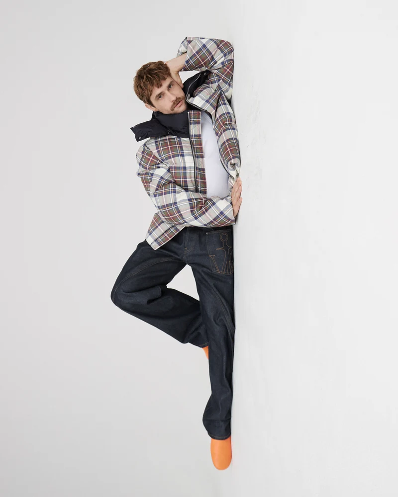 MENS JW ANDERSON X MONCLER PLAID PUFFER JACKET IN MULTI