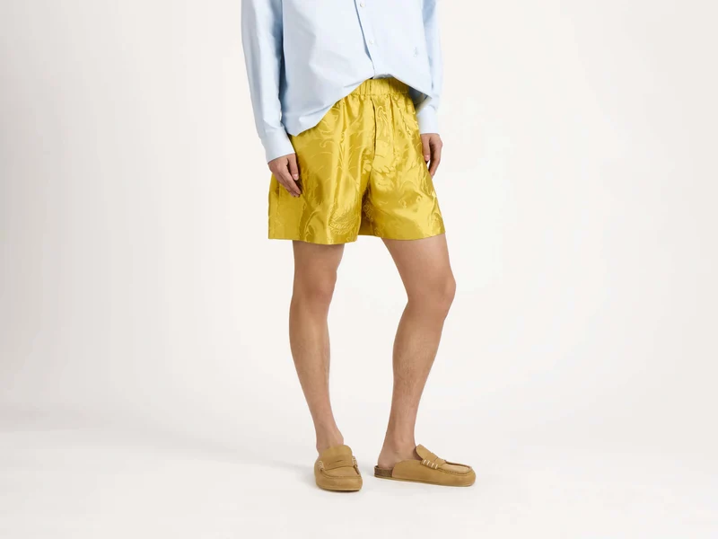 MENS DAMASK WOVEN SHORTS IN CITRINE