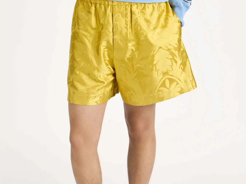 MENS DAMASK WOVEN SHORTS IN CITRINE