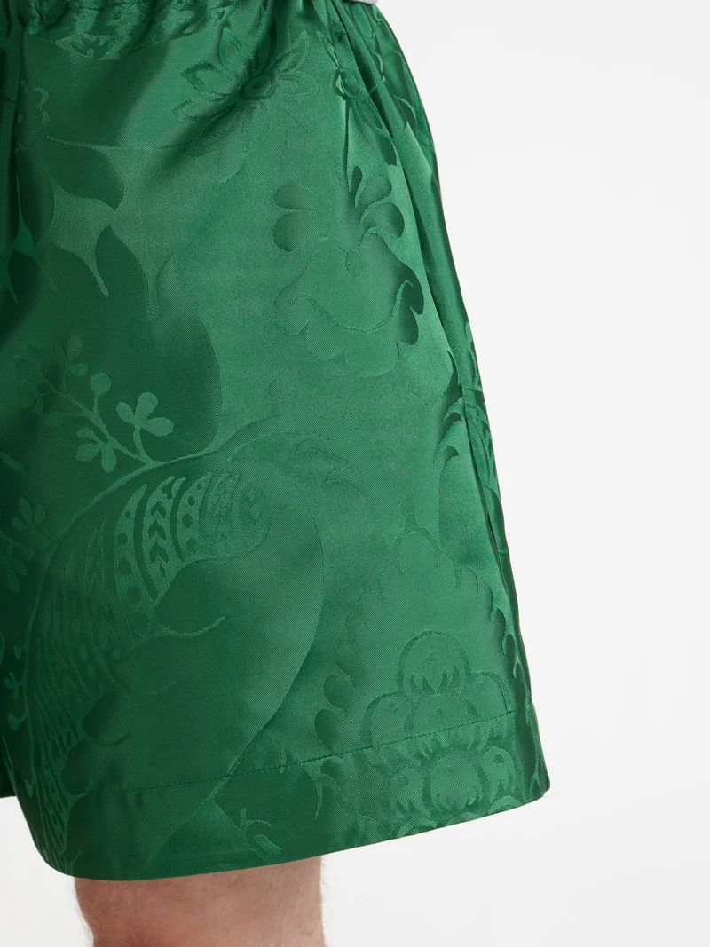 MENS DAMASK WOVEN SHORTS IN EMERALD