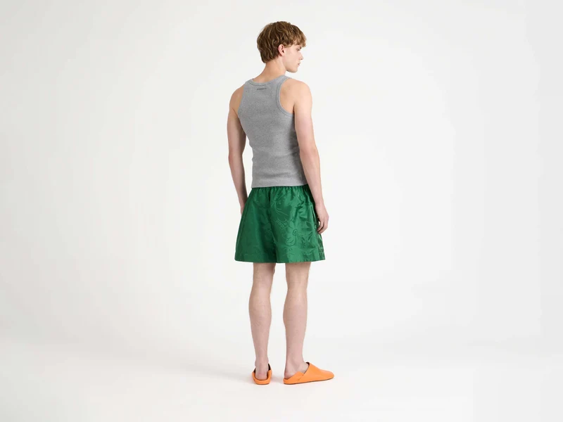MENS DAMASK WOVEN SHORTS IN EMERALD