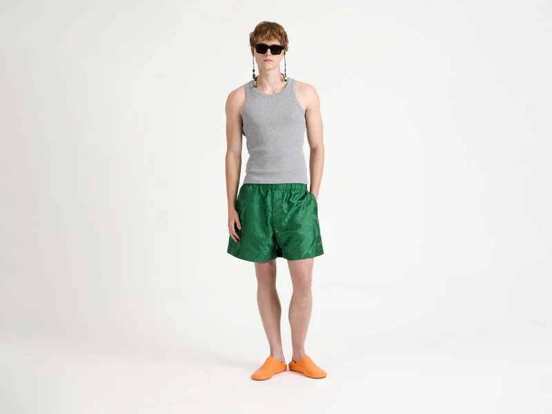 MENS DAMASK WOVEN SHORTS IN EMERALD