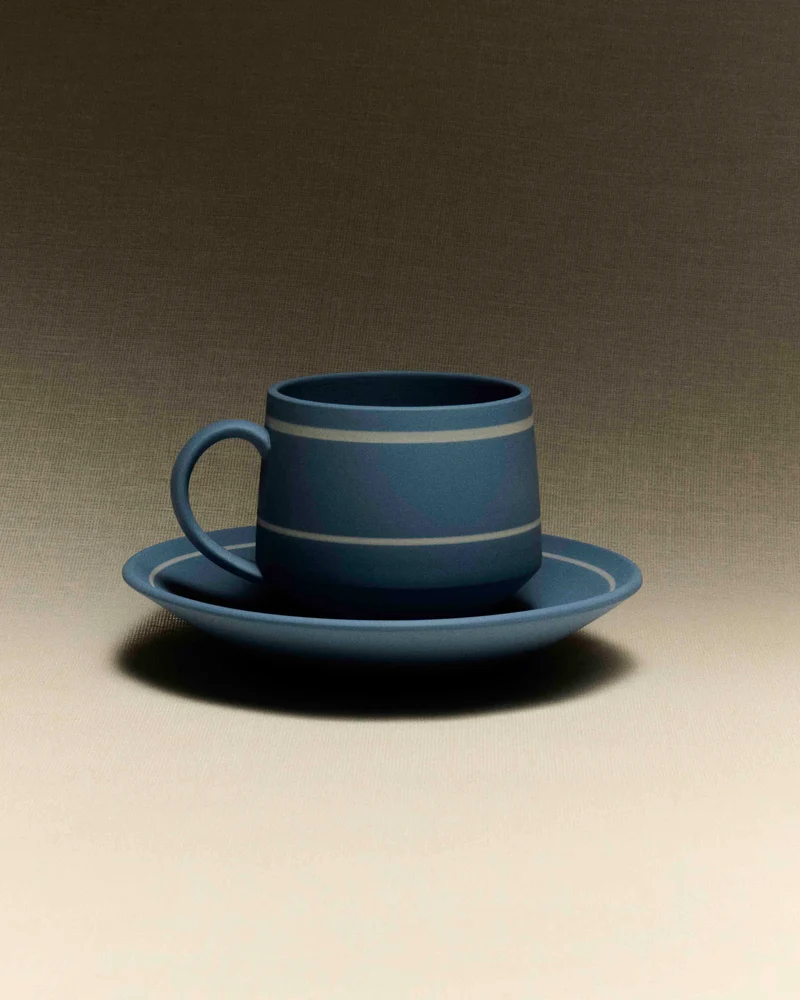 TEA CUP & SAUCER IN LIGHT BLUE