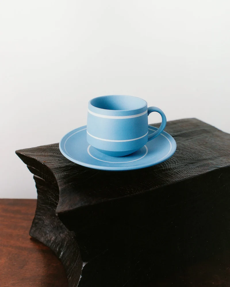 TEA CUP & SAUCER IN LIGHT BLUE