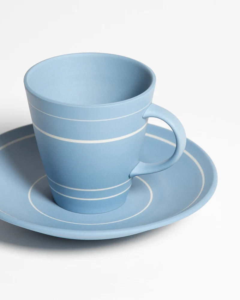 COFFEE MUG AND SAUCER IN LIGHT BLUE