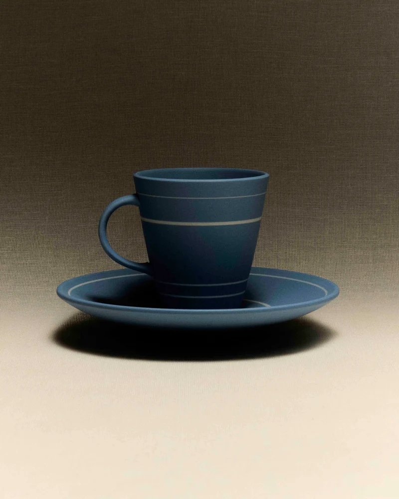 COFFEE MUG AND SAUCER IN LIGHT BLUE