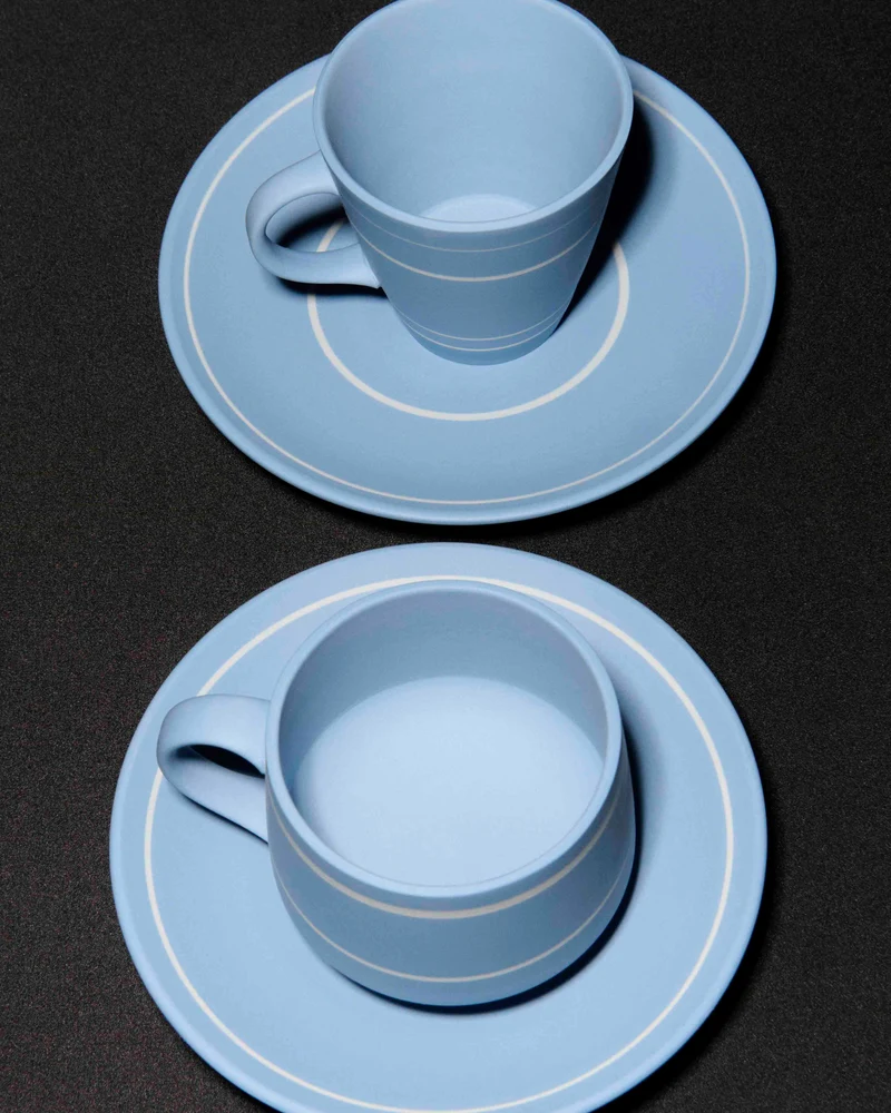 COFFEE MUG AND SAUCER IN LIGHT BLUE