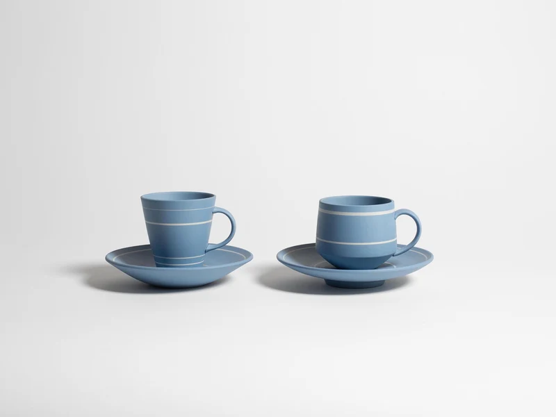COFFEE MUG AND SAUCER IN LIGHT BLUE