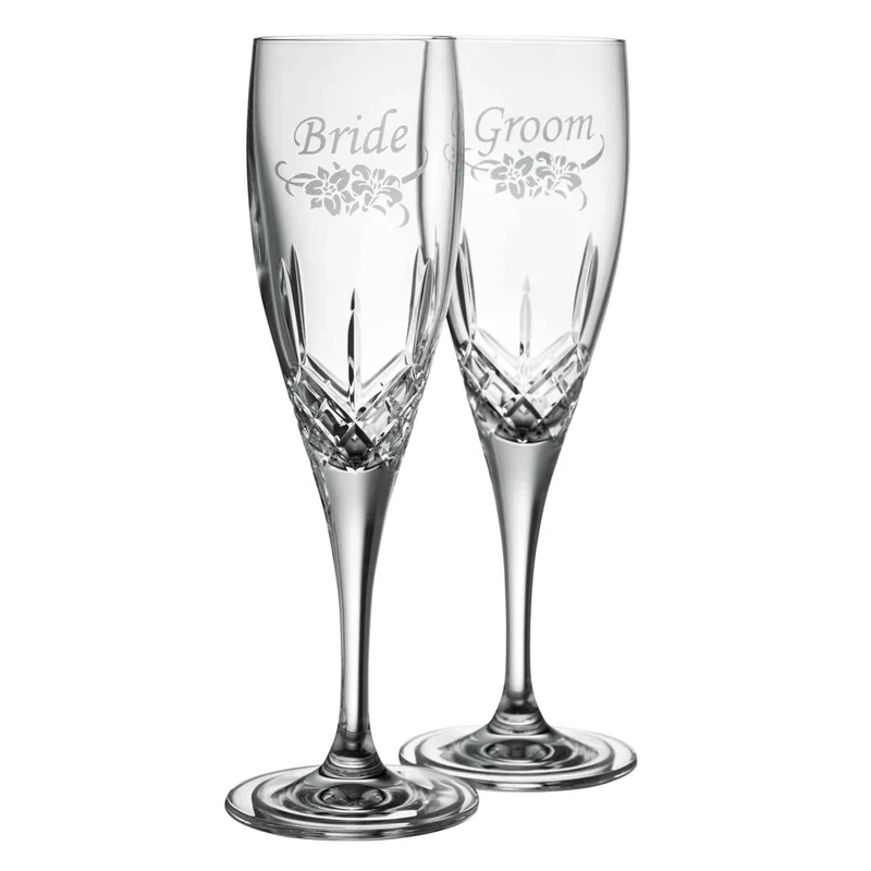 Galway Bride and Groom Floral Flute Set