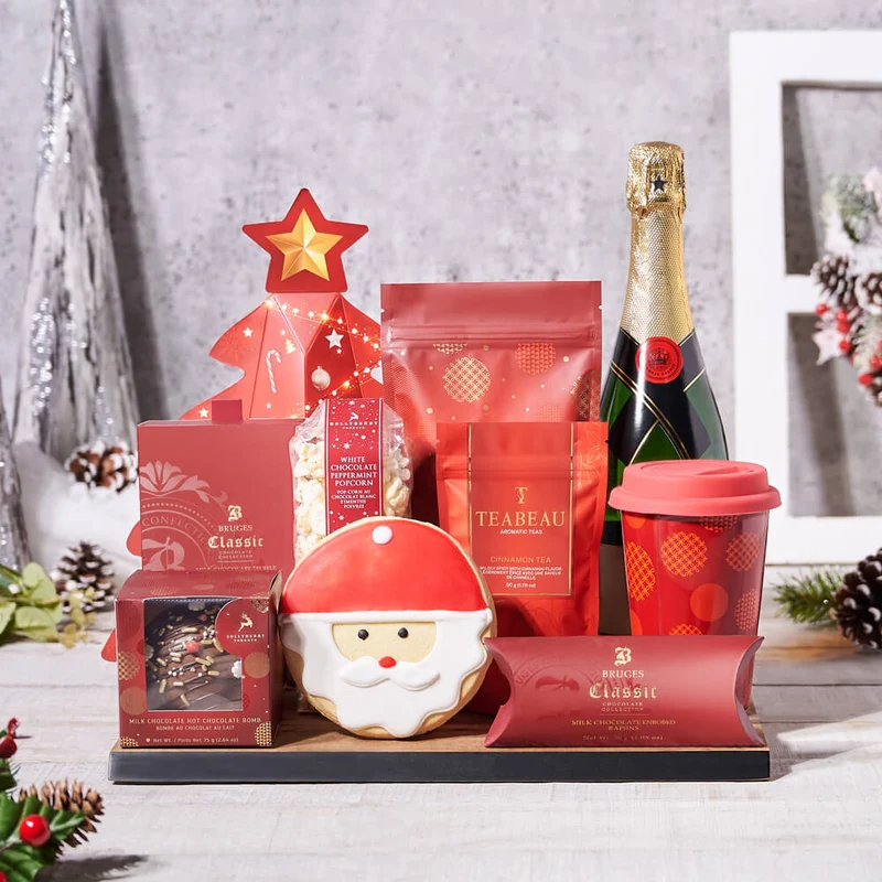 North Pole Delights Gift Basket With Champagne