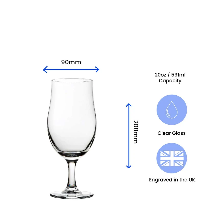 Engraved Stemmed Pint Glass with Gift Box