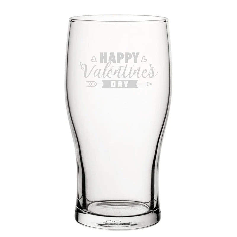 Happy Valentine's Day Classic Design - Engraved Novelty Tulip Pint Glass