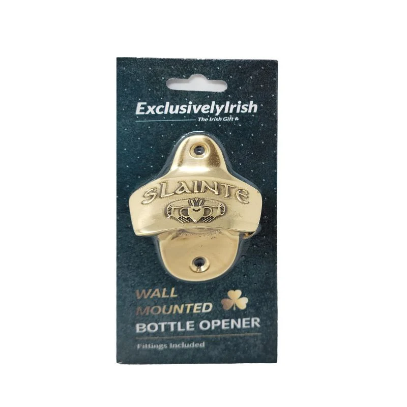Brass Slainte Shamrock Bottle Opener- Black