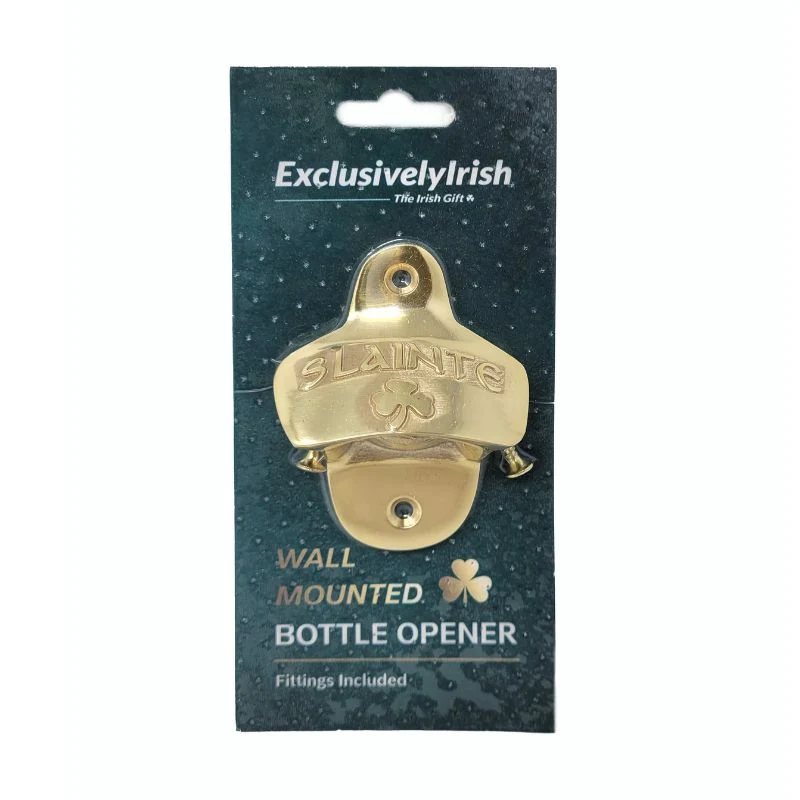 Brass Slainte Shamrock Bottle Opener- Black