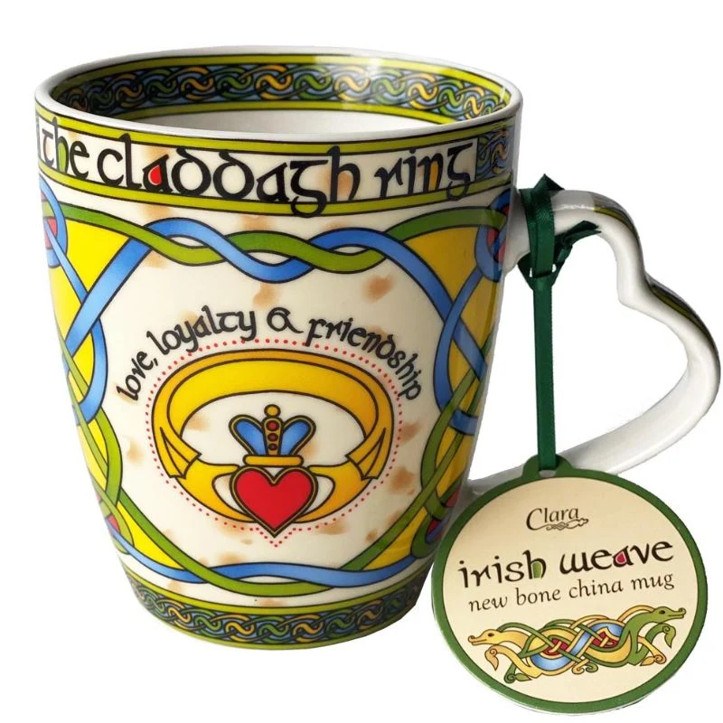 Irish Claddagh Mug with Heart Shaped Handle