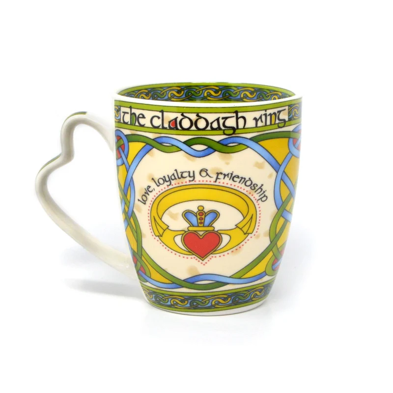 Irish Claddagh Mug with Heart Shaped Handle