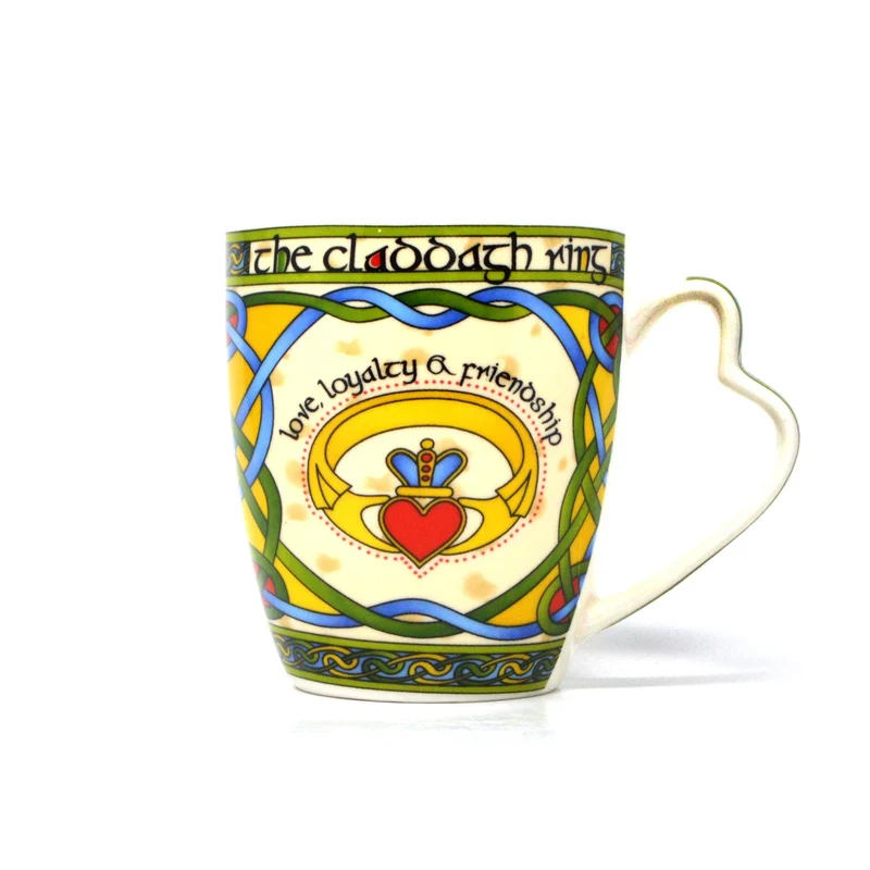 Irish Claddagh Mug with Heart Shaped Handle