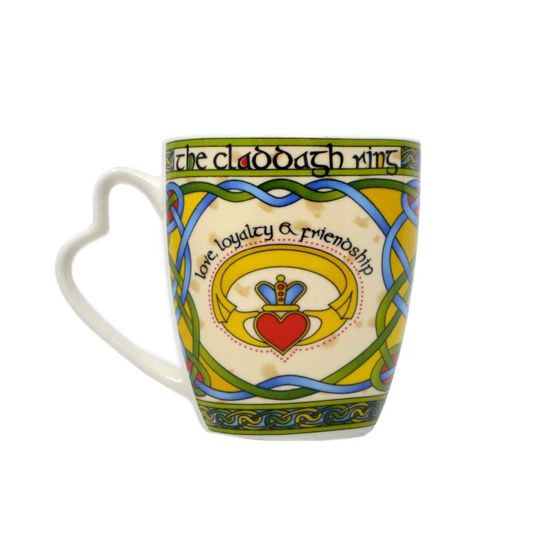 Irish Claddagh Mug with Heart Shaped Handle