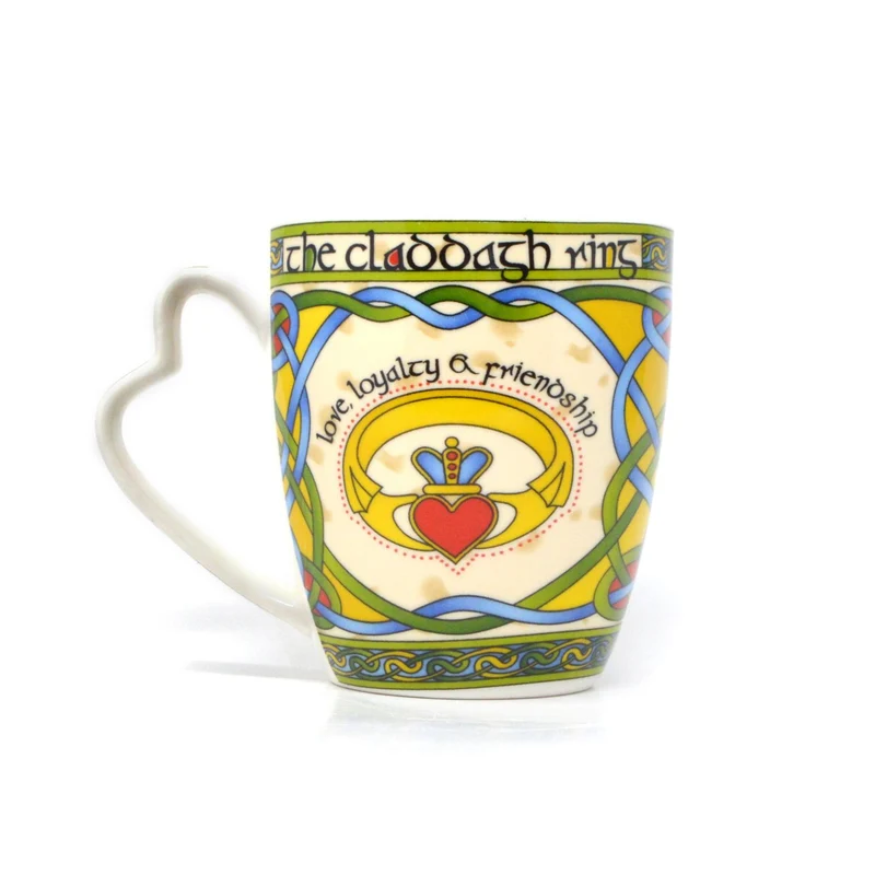 Irish Claddagh Mug with Heart Shaped Handle