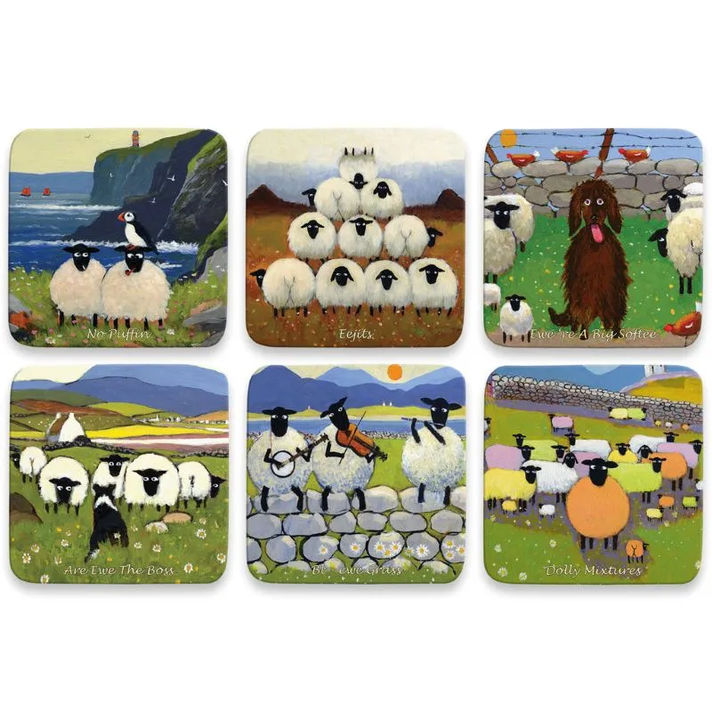 Rustic Irish Cork Coaster Set of 6