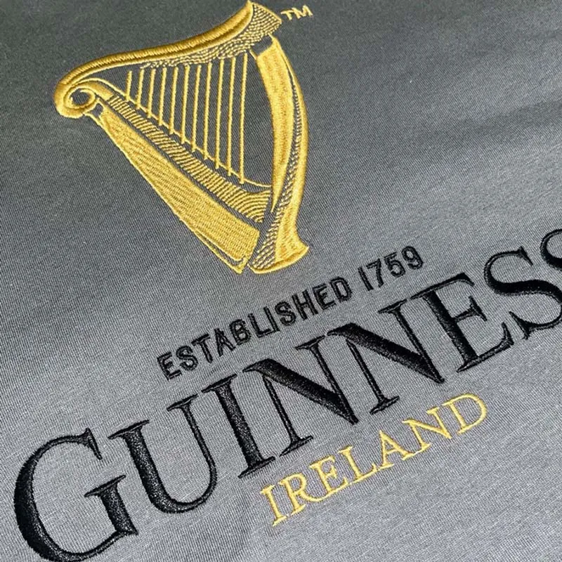 Guinness Harp Embroidery Cotton T-Shirt