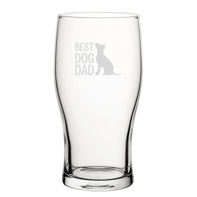 Best Dog Dad - Engraved Novelty Tulip Pint Glass