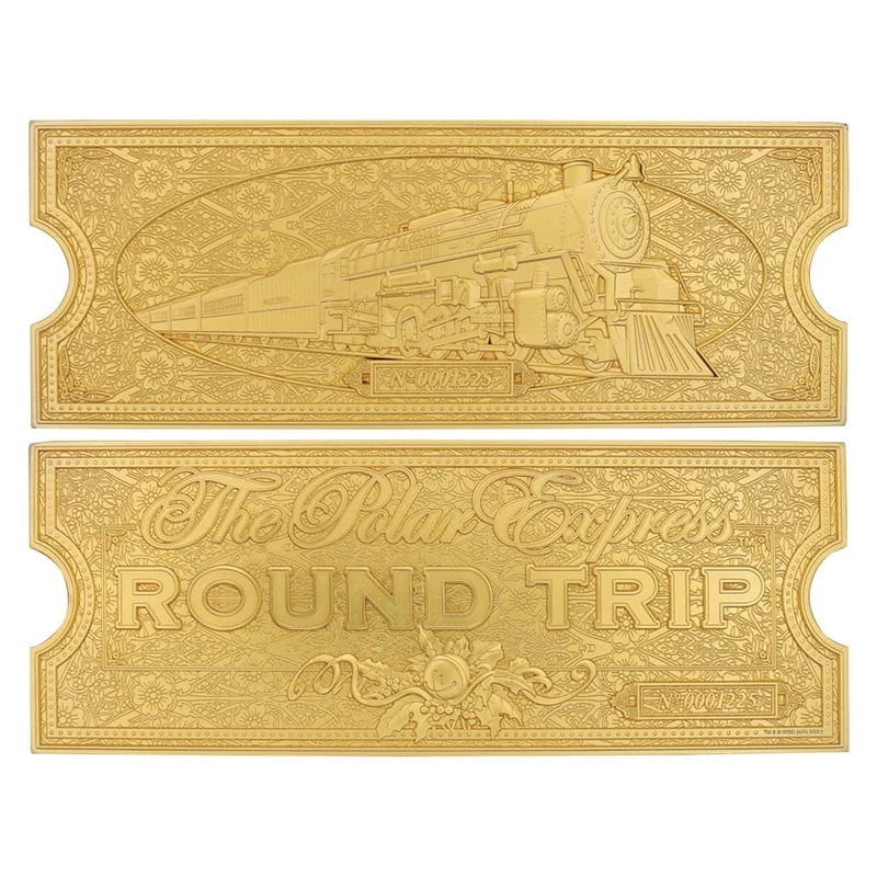 Der Polarexpress Replik Train Ticket 24k Gold Plated Limited Edition