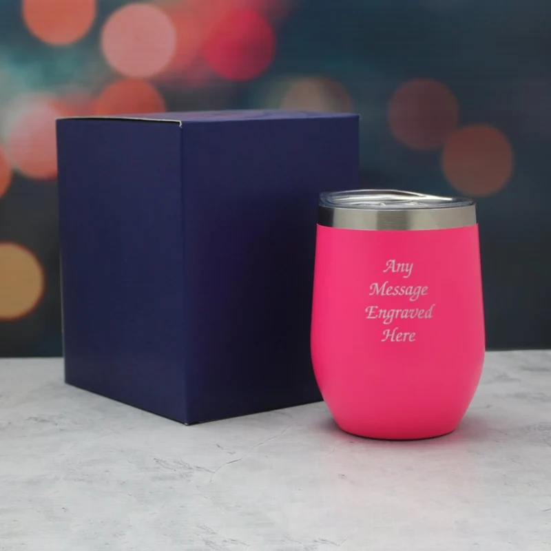 Engraved Neon Pink Insulated Travel Cup