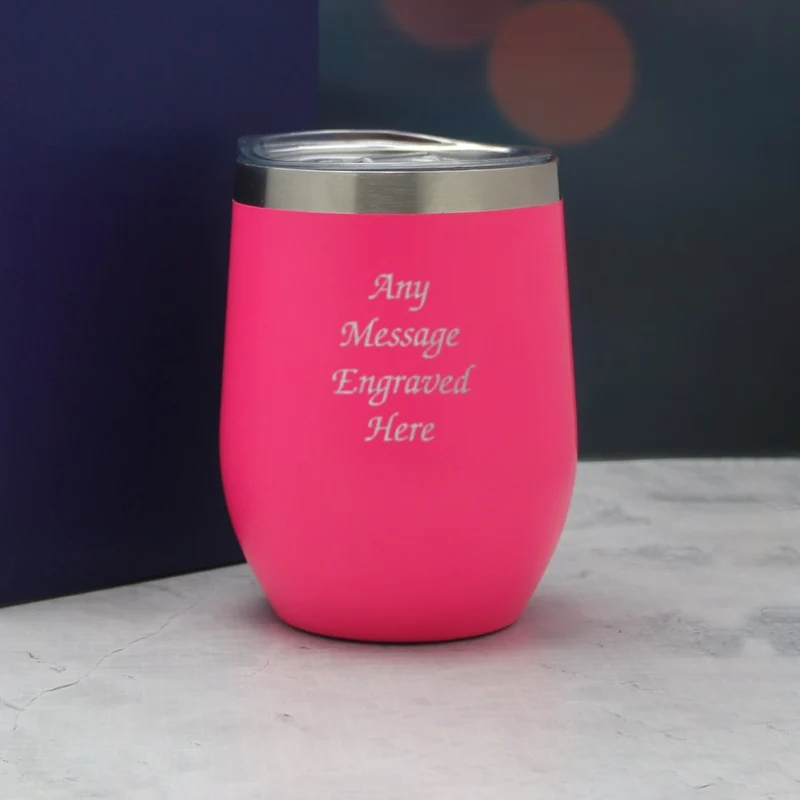 Engraved Neon Pink Insulated Travel Cup