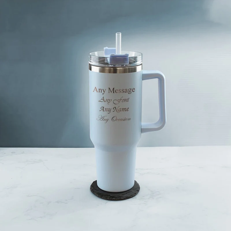 Engraved Extra Large Light Blue Travel Cup 40oz/1135ml, Any Message