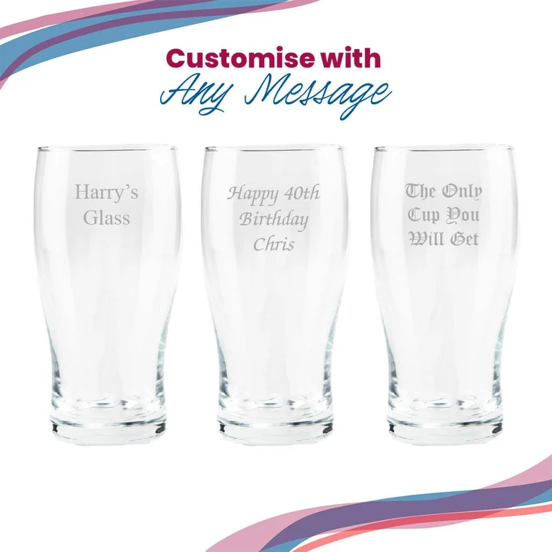 Engraved West Ham 20oz Tulip Pint Glass, Gift Boxed