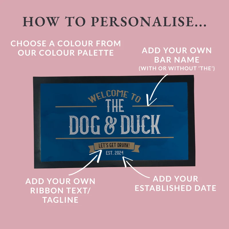 Personalised Vintage Home Bar Mat