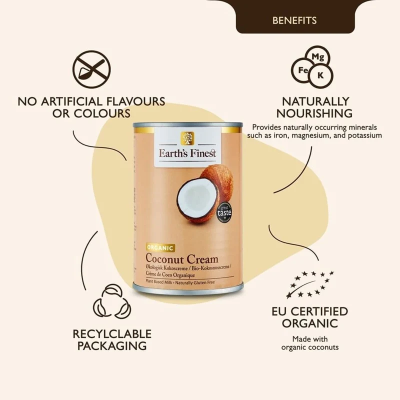 Earth's Finest Organic Coconut Cream, Sri Lanka - 400ML