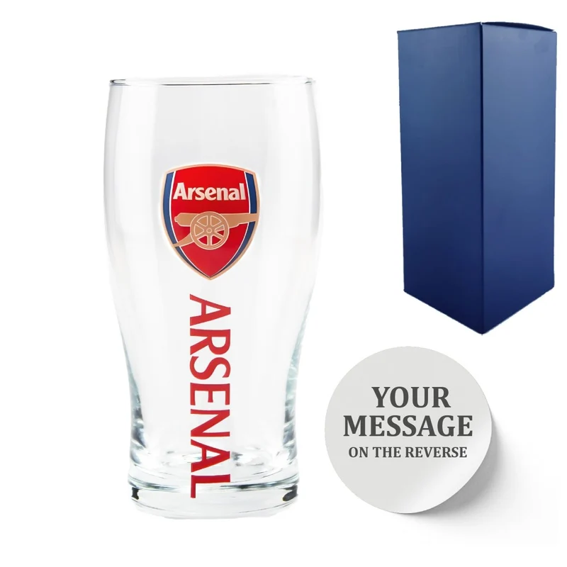 Engraved Arsenal 20oz Tulip Pint Glass, Gift Boxed