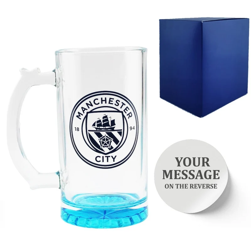 Engraved Official Manchester City 20oz Beer Mug, Gift Boxed