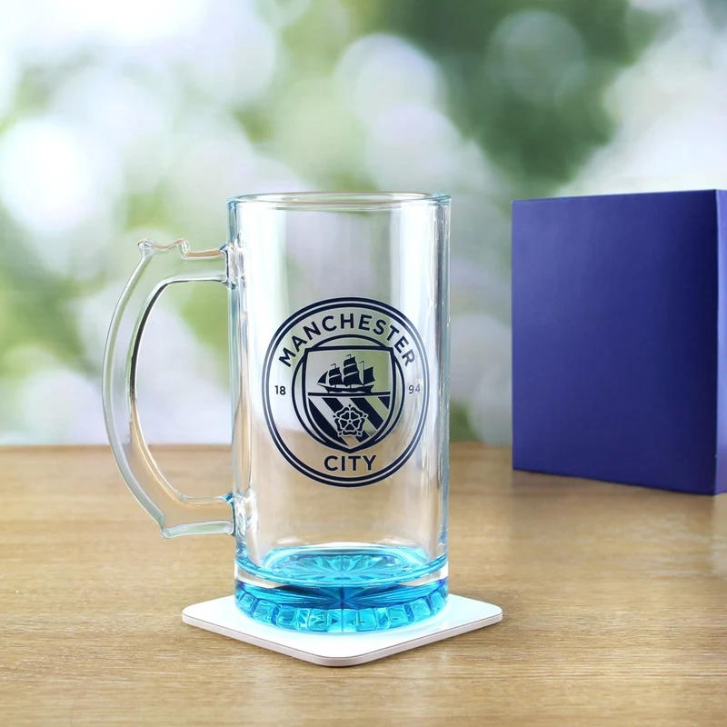 Engraved Official Manchester City 20oz Beer Mug, Gift Boxed