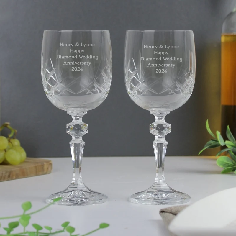 Personalised Pair Of Crystal Wine Glasses