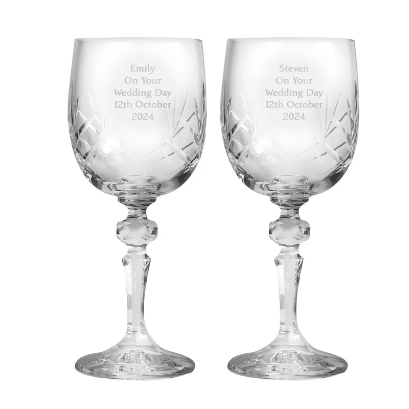 Personalised Pair Of Crystal Wine Glasses