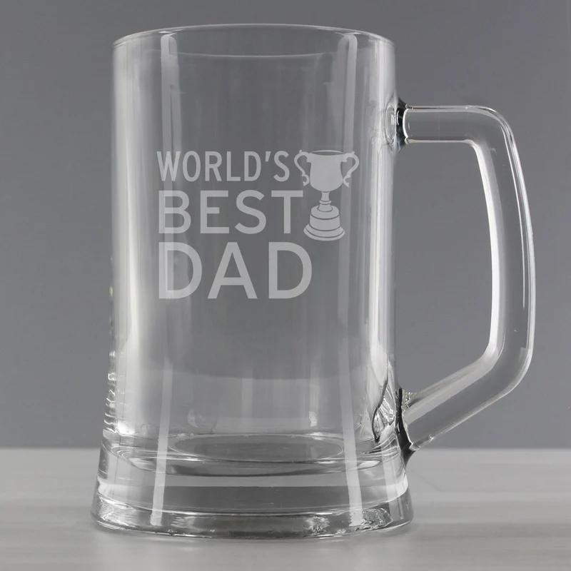 Personalised World's Best Dad Glass Tankard