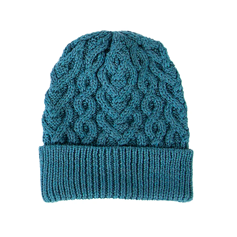 Aran Crafts Super Soft Heart Design Hat Teal Blue