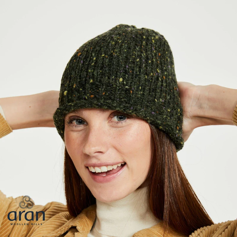 Roll Hem Wool Beanie Army Green