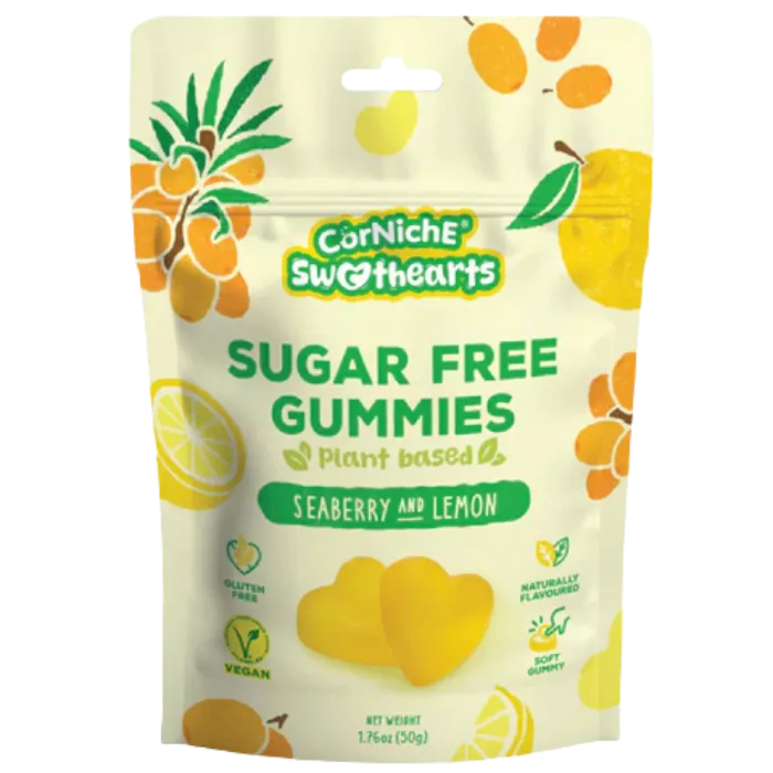 CORNICHE Sugarfree Gummie Sanddorn&Zitrone 50G Zuckerfreie Fruchtgummis