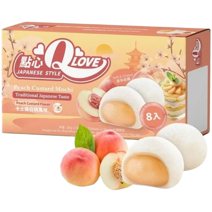 QLove Mini Mochi Peach Custard Premium 80G Pfirsich Custard Mochi