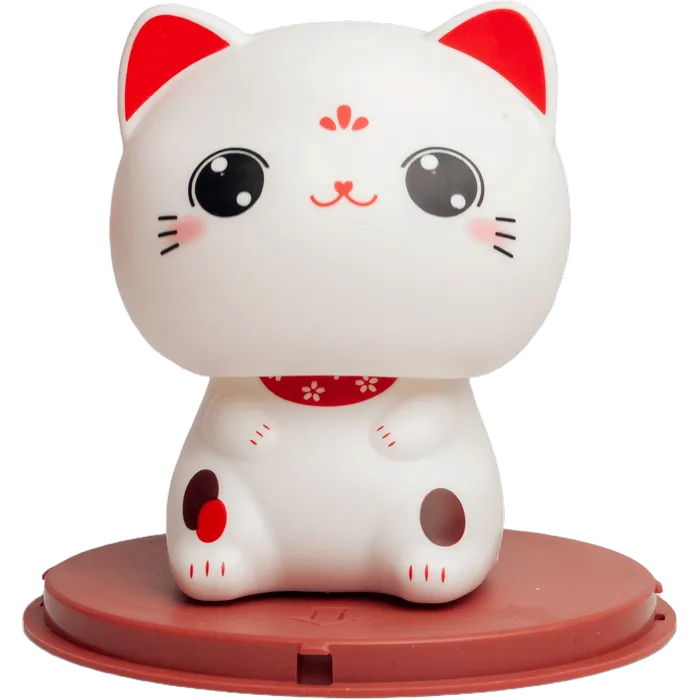 Glückskatze Solar Kawaii open eyes Ø7cm/H9cm Solar Dekofigur