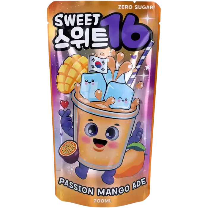KR Sweet16 Passion Mango Zero 200ML Koreanischer Mango Maracuja Ade ohne Zucker