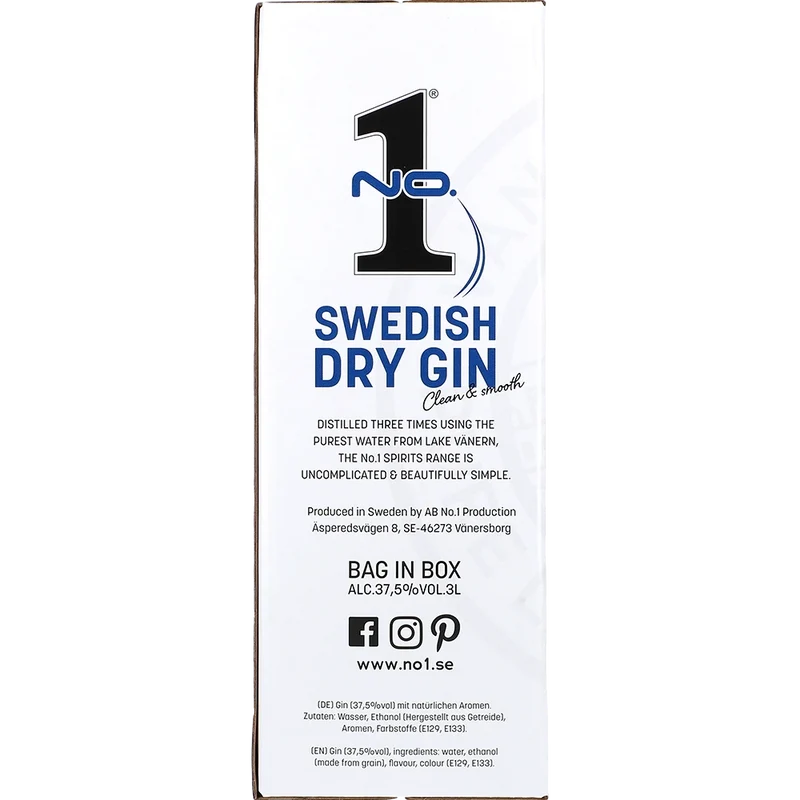 No. 1 Premium Dry Gin 37.5 % 3L BIB